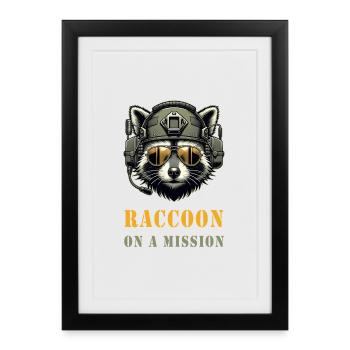 Un raton laveur en mission - Affiche encadrée (27 × 37 cm) - noir - Devant