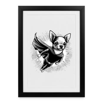 Super chien Chihuahua héros Cape Chi Chis cadeau - Affiche encadrée (27 × 37 cm) - noir - Devant