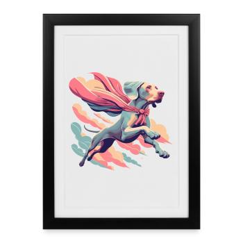 Super chien braque de Weimar Weimi Cape Cape cadeau - Affiche encadrée (27 × 37 cm) - noir - Devant