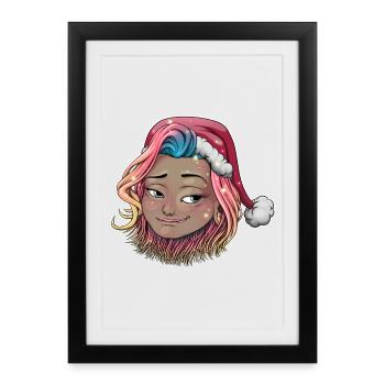 Whimsical Holiday Girl Illustration - Framed poster (27 × 37 cm) - black - Front