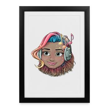 T-shirt portrait vibrant du mélomane - Affiche encadrée (27 × 37 cm) - noir - Devant