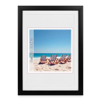 Chaises longues en bord de mer - Affiche encadrée (27 × 37 cm) - noir - Devant
