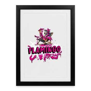 Relax Flamingo Graffiti Style - Affiche encadrée (27 × 37 cm) - noir - Devant