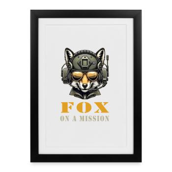 Fox in Mission / Military - Framed poster (27 × 37 cm) - black - Front
