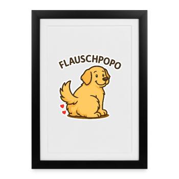 Fluffy butt - Chien mignon avec des fesses moelleuses - Affiche encadrée (27 × 37 cm) - noir - Devant