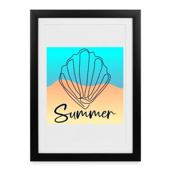 Line Art Seashell - Summer Beach - Framed poster (27 × 37 cm) - black - Front
