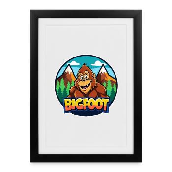 BigFoot Cartoon Wilderness Logo - Framed poster (27 × 37 cm) - black - Front