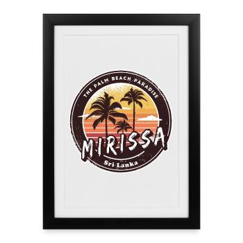 Mirissa Beach Sri Lanka Palmiers Design - Affiche encadrée (27 × 37 cm) - noir - Devant