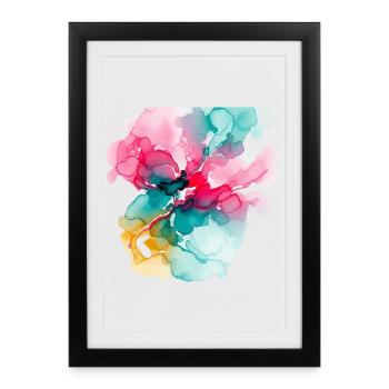 Bloom aquarelle abstraite : explosion de couleurs vives - Affiche encadrée (27 × 37 cm) - noir - Devant