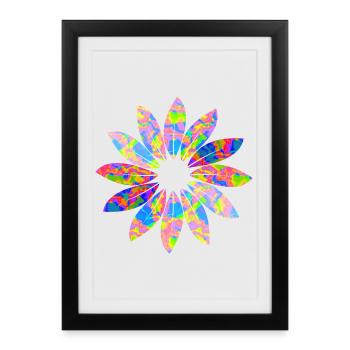 Dégradé de feuilles de fleurs - Affiche encadrée (27 × 37 cm) - noir - Devant