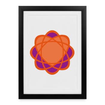Coeur Orange Mandala Yoga Mariage Amour Amour Comme - Affiche encadrée (27 × 37 cm) - noir - Devant