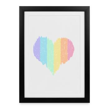 Cœur Arc-en-ciel Couleurs pastel Mois de la fierté LGBTQ+ - Affiche encadrée (27 × 37 cm) - noir - Devant