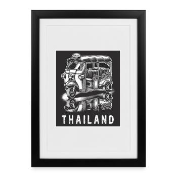 Tuk Tuk Thailand Retro Design - Framed poster (27 × 37 cm) - black - Front
