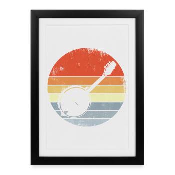 Croquis de banjo vintage - Affiche encadrée (27 × 37 cm) - noir - Devant