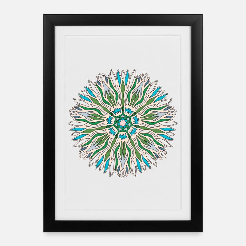 Meer Mandala - Gerahmtes Poster (27 × 37 cm) - Schwarz