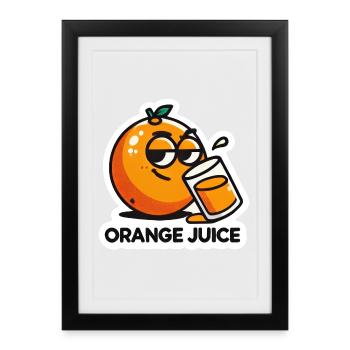 "Orange Juice" Fun Cartoon Citrus Drink - Framed poster (27 × 37 cm) - black - Front