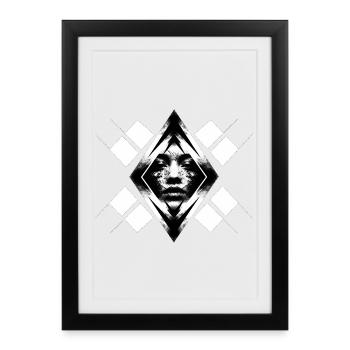 Conception de masque géométrique avec art facial - Affiche encadrée (27 × 37 cm) - noir - Devant