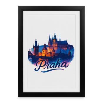 Prague Prague City Czech Republic Silhouette Gift - Framed poster (27 × 37 cm) - black - Front