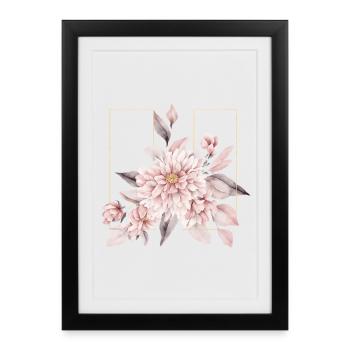 Design floral élégant fard à joues - Affiche encadrée (27 × 37 cm) - noir - Devant