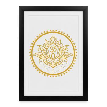 Om Lotus Mandala – Yoga Symbol in Gold - Framed poster (27 × 37 cm) - black - Front