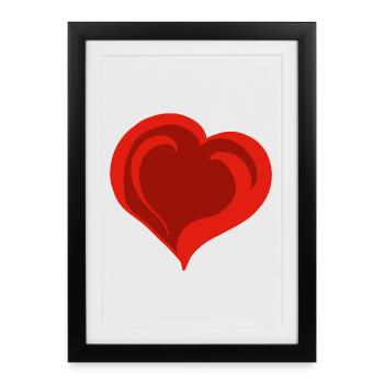Beau Coeur Rouge - Affiche encadrée (27 × 37 cm) - noir - Devant