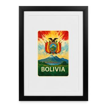 Bolivie drapeaux aménagement paysager - Affiche encadrée (27 × 37 cm) - noir - Devant