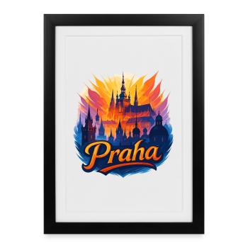 Prague Prague City Czech Republic Silhouette Gift - Framed poster (27 × 37 cm) - black - Front