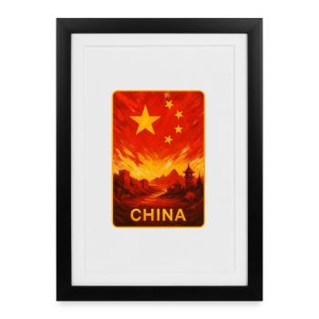 Art de voyage en Chine - Affiche encadrée (27 × 37 cm) - noir - Devant