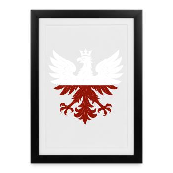 Pologne Polska aigle drapeau drapeau épique cadeau - Affiche encadrée (27 × 37 cm) - noir - Devant
