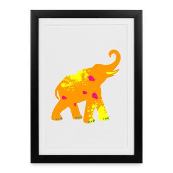 Elephant Yoga Blobs Speckle Yoga Inde Holi om - Affiche encadrée (27 × 37 cm) - noir - Devant