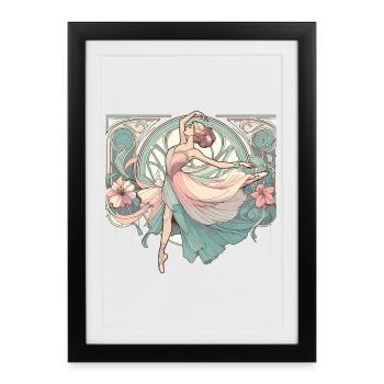 Ballet Dancer Ballerina Art Nouveau Gift - Framed poster (27 × 37 cm) - black - Front