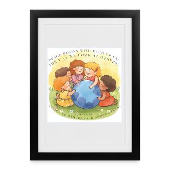 Peace begins with each of us - Framed poster (27 × 37 cm) - black - Front