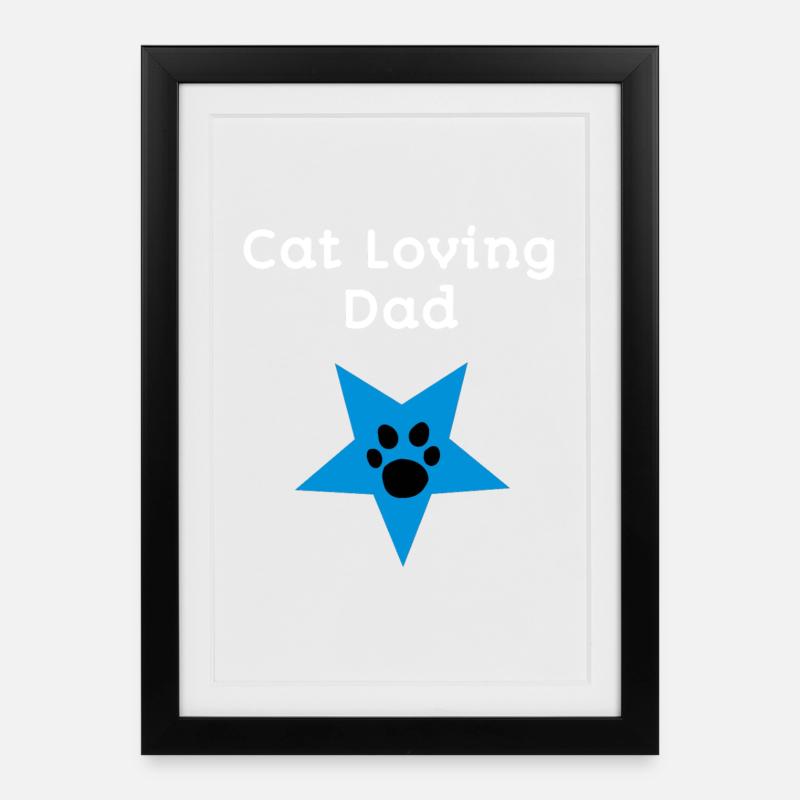 Cat loving Dad - Gerahmtes Poster (27 × 37 cm) - Schwarz