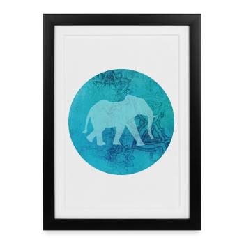 Mandala Éléphant Inde Yoga Méditation Énergie om - Affiche encadrée (27 × 37 cm) - noir - Devant