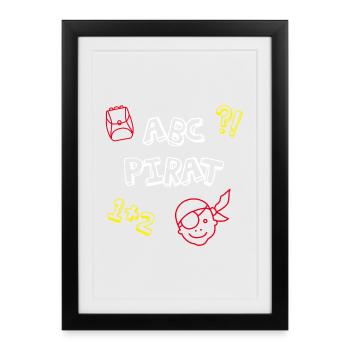 ABC Pirate School Enrollment School Comic Kids Celebration - Framed poster (27 × 37 cm) - black - Front
