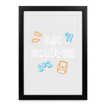 ABC Shooter School Beginners Satchel Pupils 1st Grade - Framed poster (27 × 37 cm) - black - Front