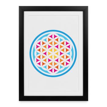 Fleur de Vie Mandala Yoga Inde Méditation - Affiche encadrée (27 × 37 cm) - noir - Devant