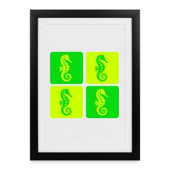 Seahorse Sea Design - Affiche encadrée (27 × 37 cm) - noir - Devant