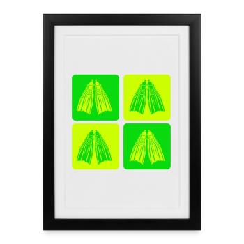 Retro Diving Fins Design - Framed poster (27 × 37 cm) - black - Front