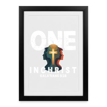 Glaube im Licht Jesus Kreuz Silhouette - Gerahmtes Poster (27 × 37 cm) - Schwarz - Vorne