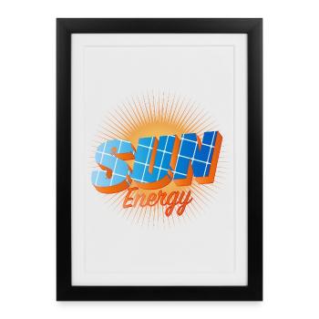 Typography with solar cells and bright sun - Framed poster (27 × 37 cm) - black - Front