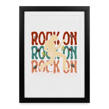 Rock On Electric Guitar Musician Stage Pose - Framed poster (27 × 37 cm) - black - Front