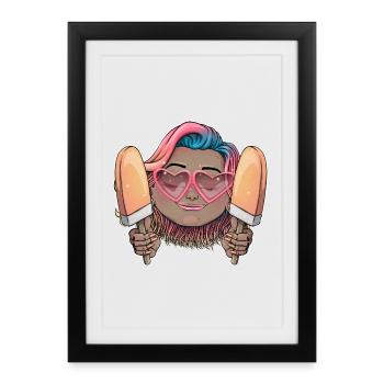 Crème sucrée amour illustration - Affiche encadrée (27 × 37 cm) - noir - Devant