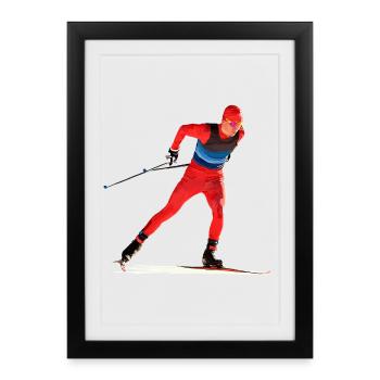 Ski de fond - Affiche encadrée (27 × 37 cm) - noir - Devant