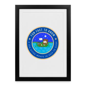 A sea otter wraps in kelp to sleep - Framed poster (27 × 37 cm) - black - Front