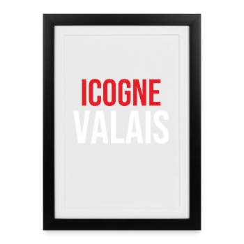 Icogne Valais T-Shirt - Framed poster (27 × 37 cm) - black - Front