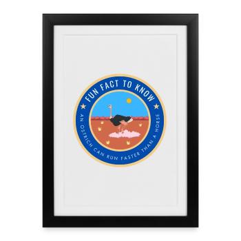 An ostrich can run faster than a horse - Framed poster (27 × 37 cm) - black - Front
