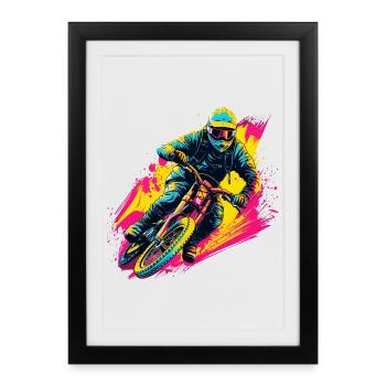 BMX Biker Steamwave - Framed poster (27 × 37 cm) - black - Front