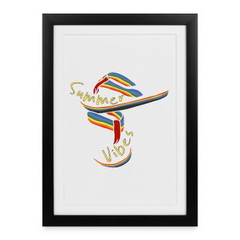 Ambiance estivale rétro - Affiche encadrée (27 × 37 cm) - noir - Devant