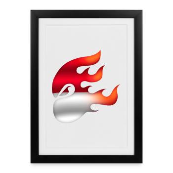 Drapeau indonésien - Indonésie - Ninja - Affiche encadrée (27 × 37 cm) - noir - Devant